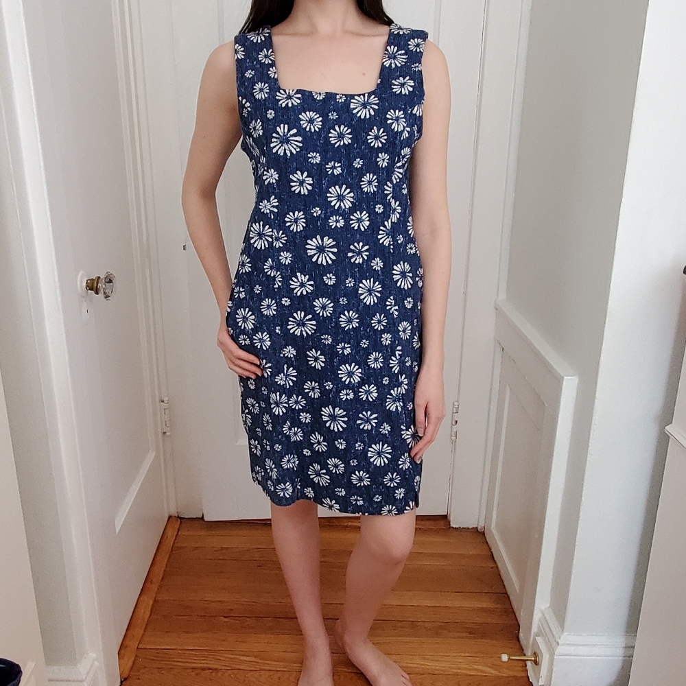 Liz Claiborne Navy Blue Sleeveless Dress Sz M Vtg